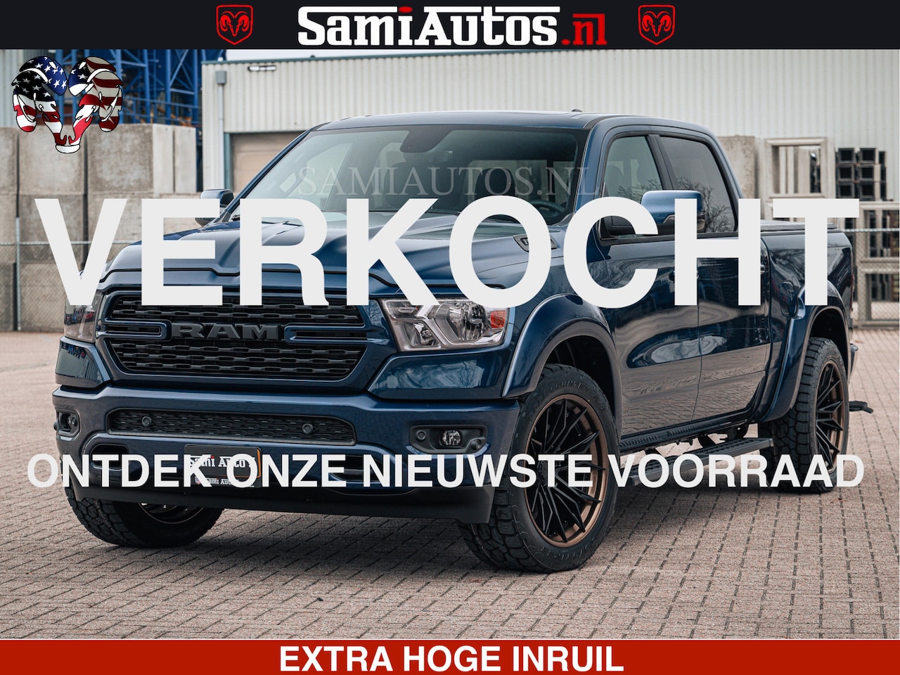 Dodge Ram Pick Up - SPORT | 5.7 V8 4x4 HEMI | PANORAMA DAK | GROOTSCHEM 12 INCH | LPG | Patriot Blue CREW CAB - AutoWereld.nl