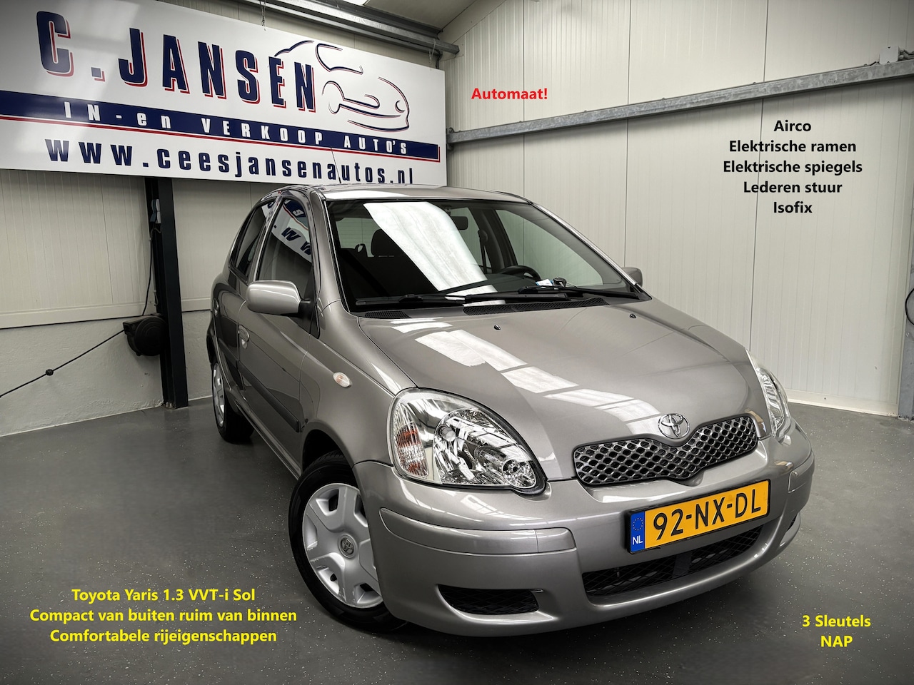 Toyota Yaris - 1.3 VVT-i Sol Automaat! | Airco | Isofix-bevestigingspunten voor kinderzitjes | Lederen st - AutoWereld.nl