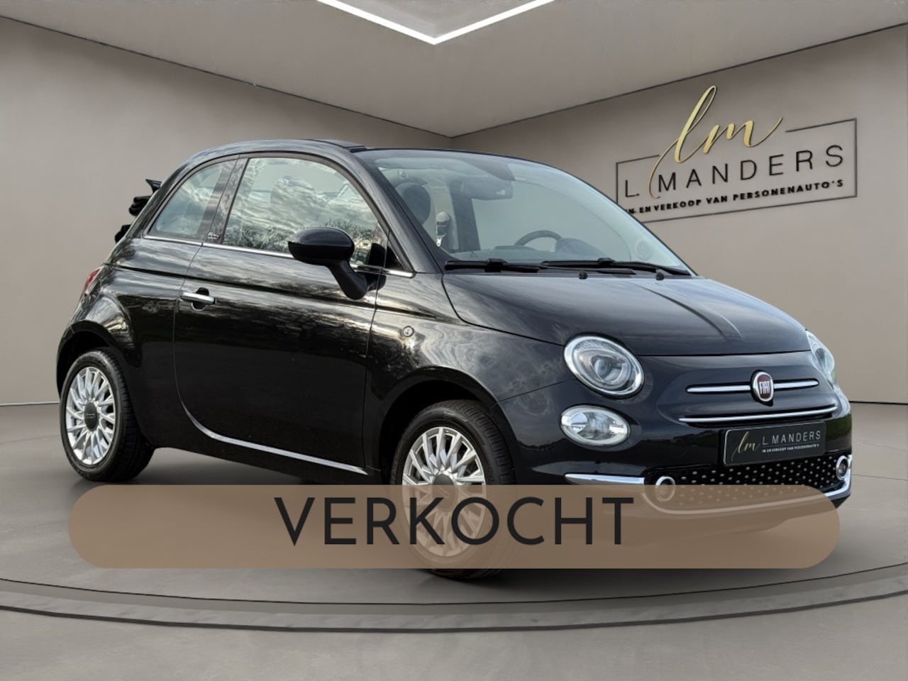 Fiat 500 C - 1.2 Lounge 2017 ZWART | Cabrio | Apple CarPlay | Benzine | PDC - AutoWereld.nl