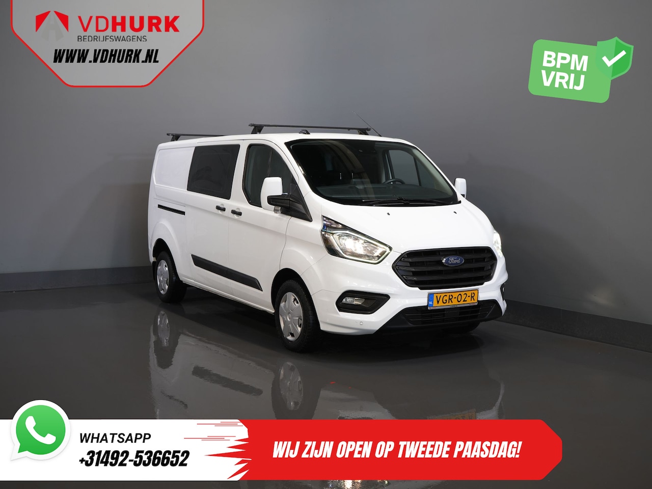 Ford Transit Custom - 2.0 TDCI L2 Trend DC Dubbel Cabine BPM VRIJ! Stoelverw./ Carplay/ 2.7t Trekverm./ Navi/ PD - AutoWereld.nl