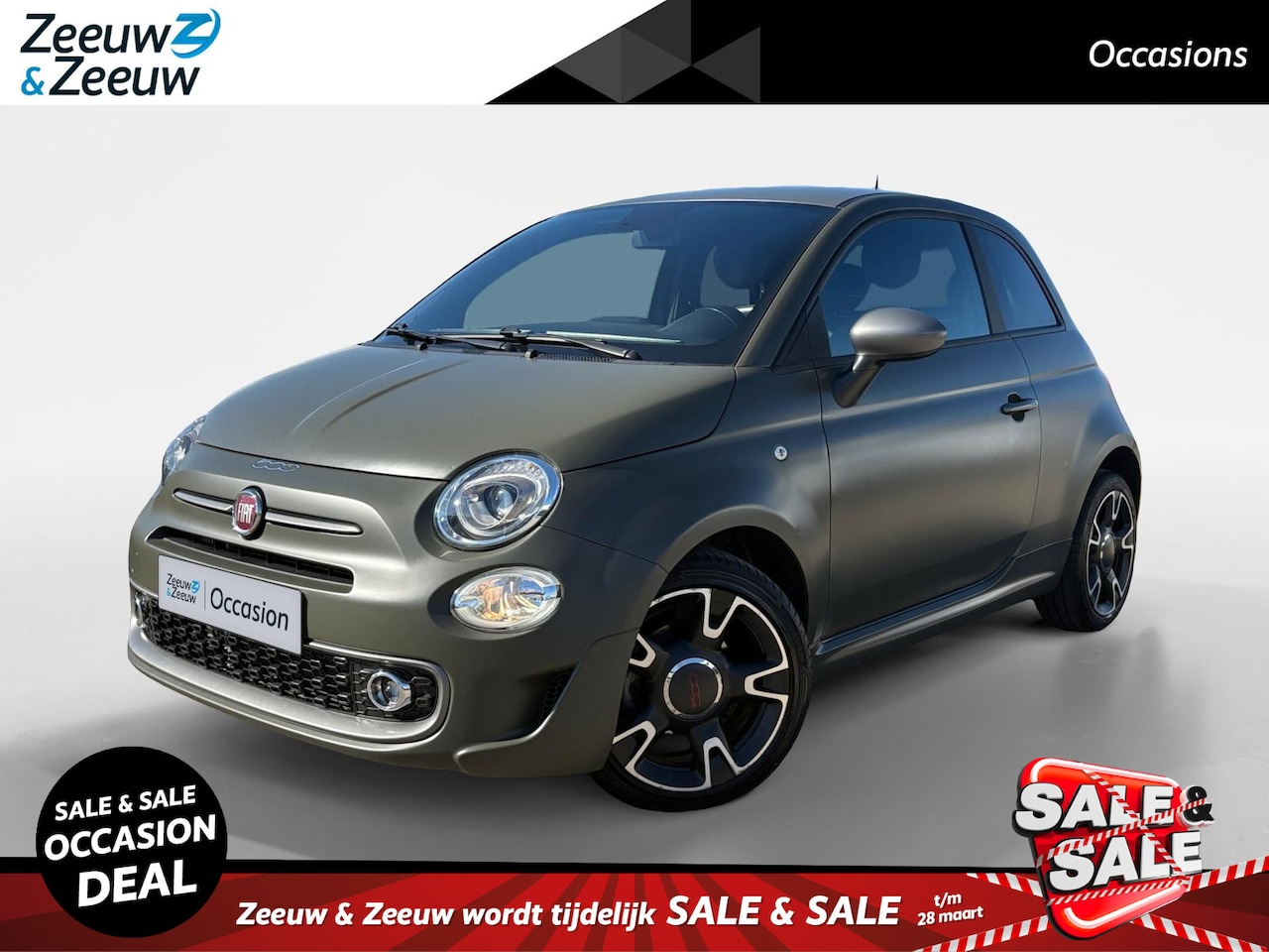 Fiat 500 - 0.9 TwinAir Turbo Sport | Verde Militaire mat| Apple Carplay/Android Auto| Onderhoudsbeurt - AutoWereld.nl