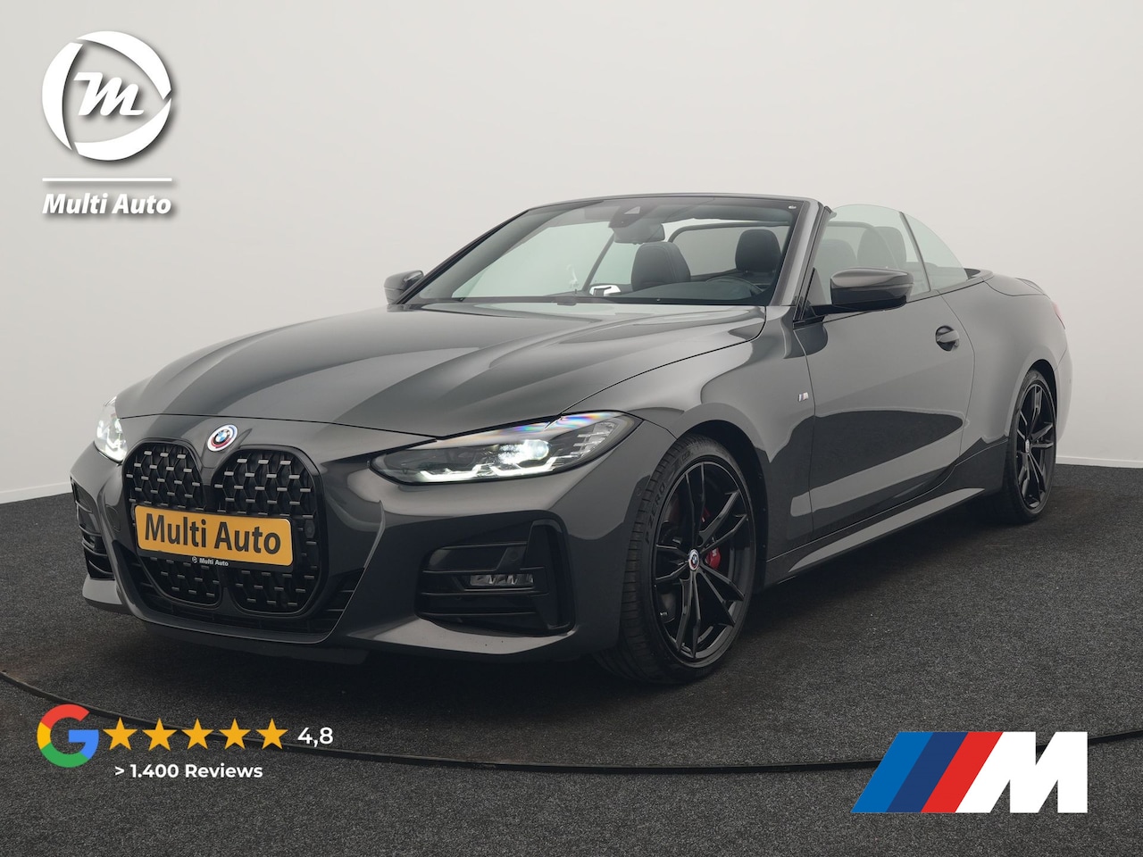 BMW 4-serie Cabrio - 430i M Sport 245pk Dealer O.H DRAVITGRAU | Lederen Sportstoelen Memory | Nekverwarming | 1 - AutoWereld.nl