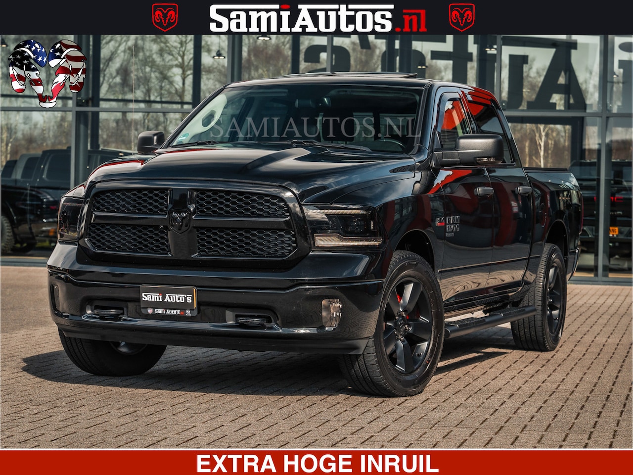 Dodge Ram Pick Up - BLACK OPS | 5.7 HEMI V8 402PK | MORIMOTO LED | Eerste Eigenaar | Diamond Black | Comfortab - AutoWereld.nl