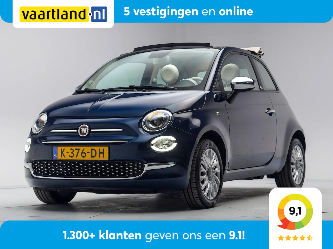 Fiat 500 C - 1.0 Hybrid Lounge [ Navi Half-leder airco PDC ] - AutoWereld.nl