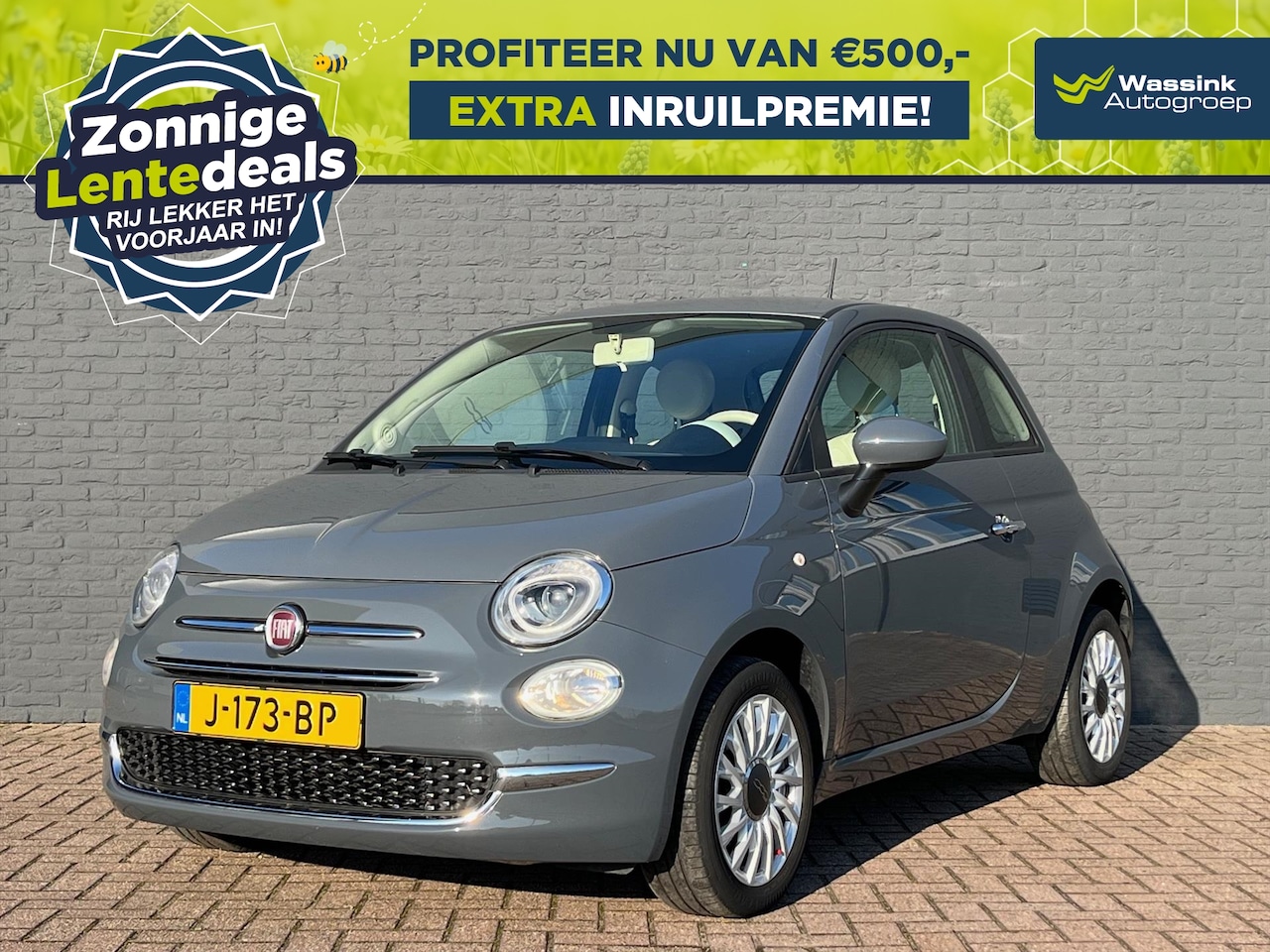 Fiat 500 - 1.0 70pk Hybrid Lounge I LENTESALE | 1e eigenaar | Cruise Control | Apple CarPlay / Androi - AutoWereld.nl