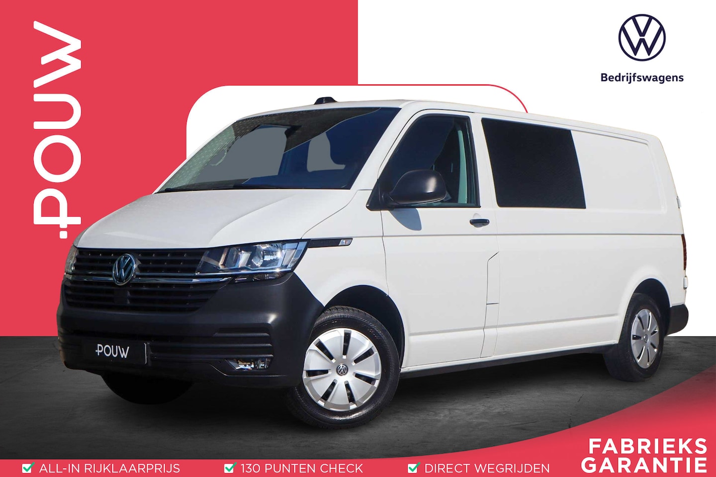 Volkswagen Transporter - 2.0 TDI 110pk L2H1 Dubbele Cabine | Airco | Navigatie | App Connect | Cruise Control - AutoWereld.nl