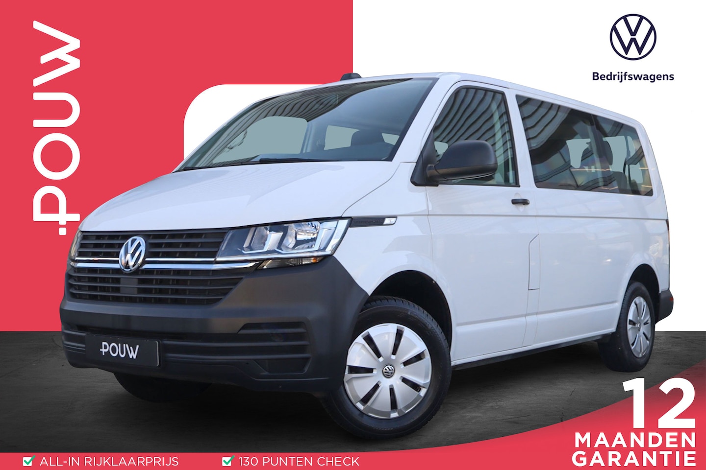 Volkswagen Transporter Kombi - 2.0 TDI 110pk L1H1 | 8-persoons | Airco | Navigatie - AutoWereld.nl