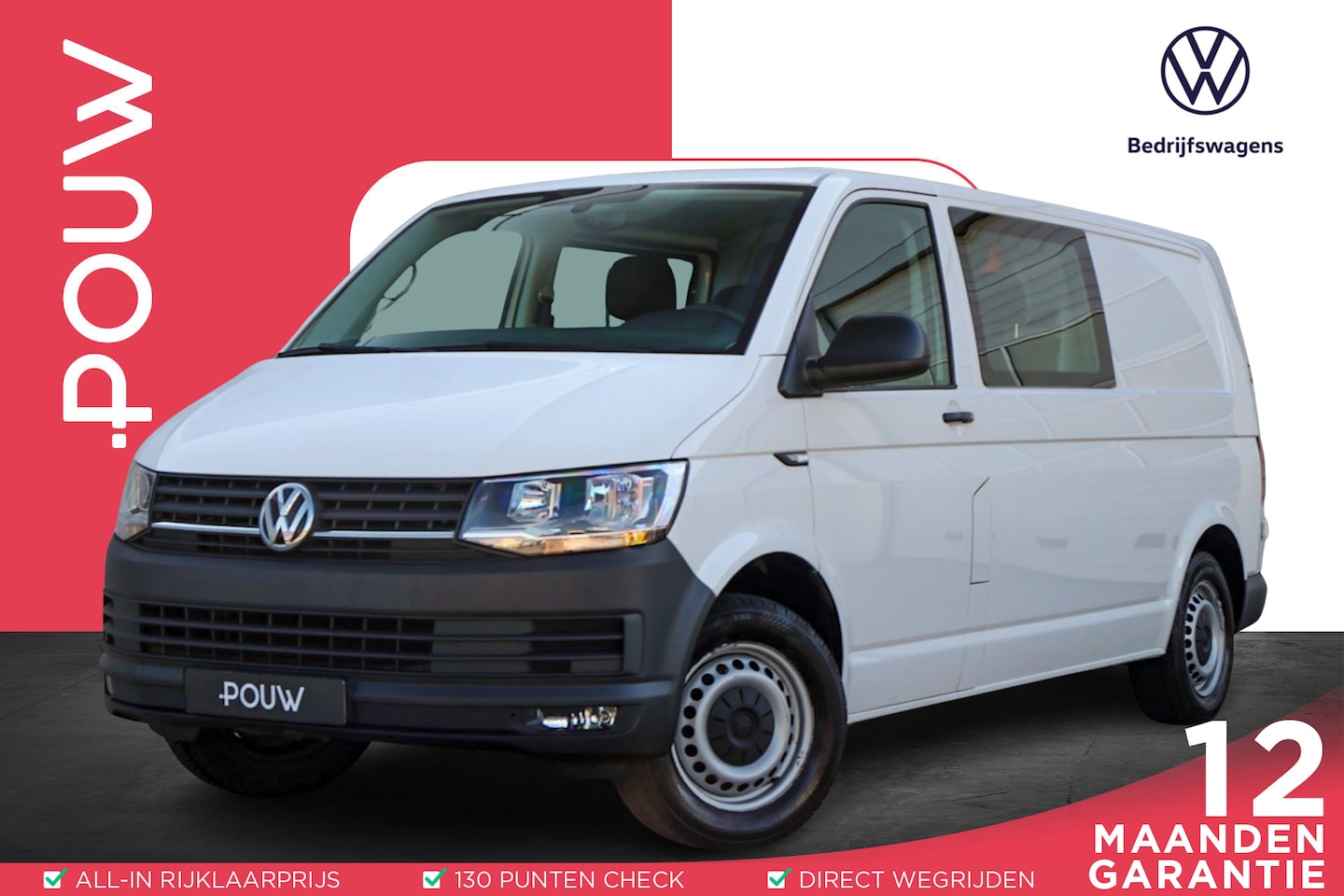 Volkswagen Transporter - 2.0 TDI 102pk L2H1 DC Trendline | Trekhaak | Cruise Control | Parkeersensoren Achter | Ver - AutoWereld.nl