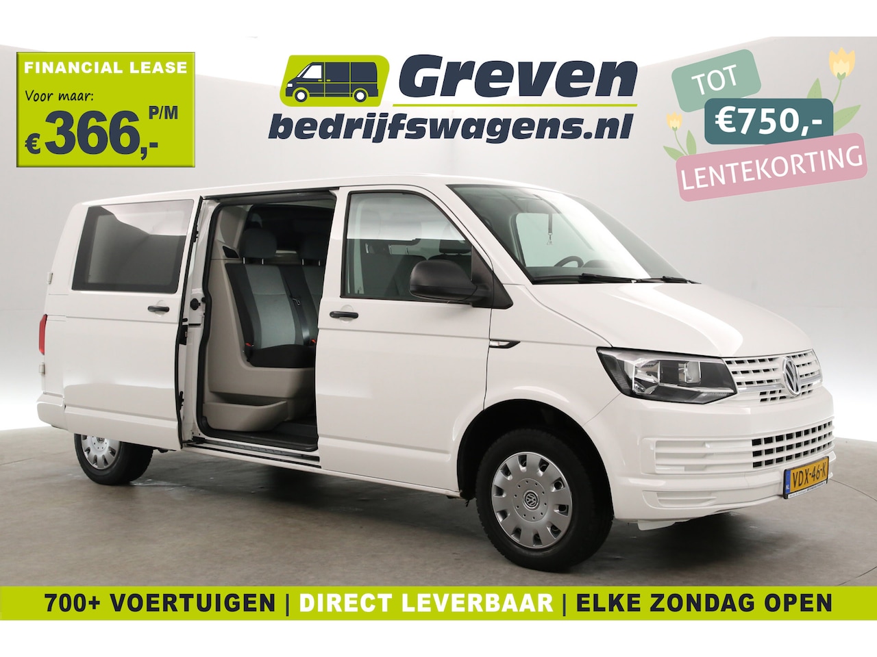 Volkswagen Transporter - 2.0 TDI L2H1 | 150PK | DC | 6-Zits | Airco | Cruise | Carplay | Navigatie - AutoWereld.nl