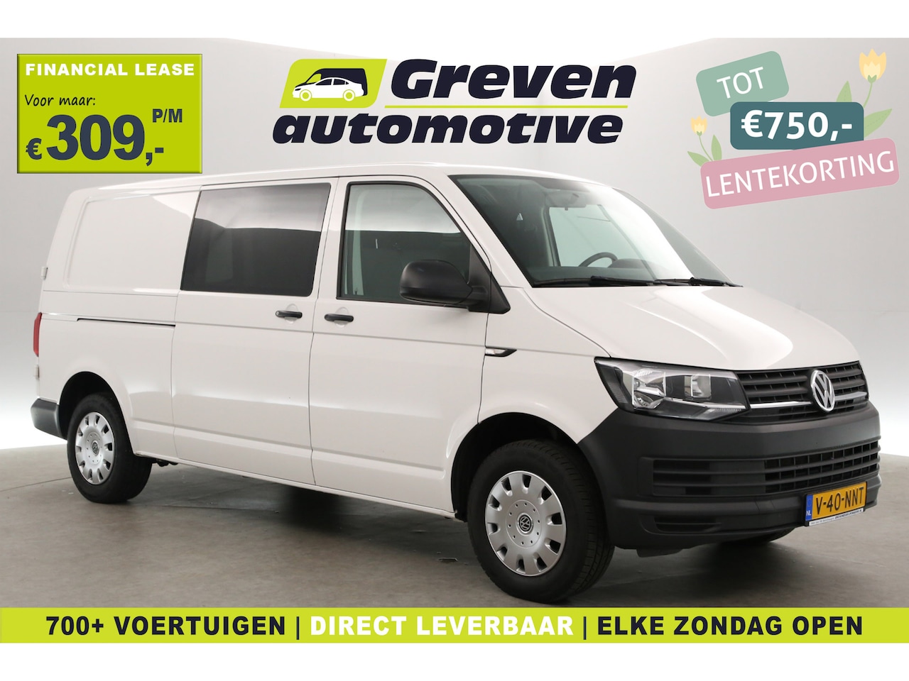 Volkswagen Transporter - 2.0 TDI L2H1 | 150PK | Aut. | Airco | Cruise | 3 Zits | Trekhaak | Parkeersens. | Stoelver - AutoWereld.nl