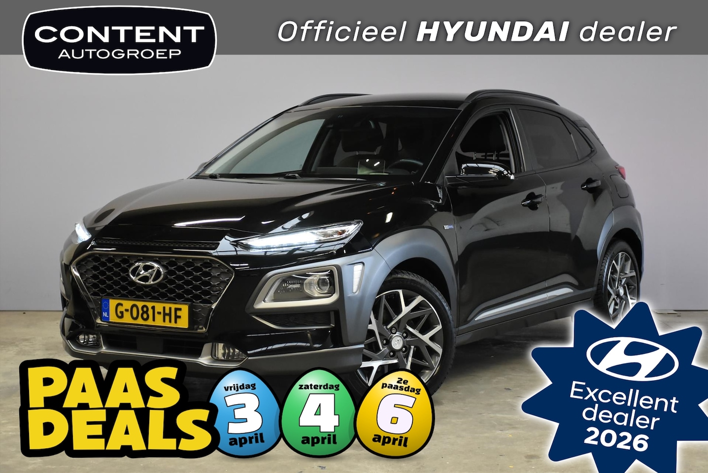 Hyundai Kona - 1.6 Hybride Aut. Premium I Leder I Trekhaak - AutoWereld.nl