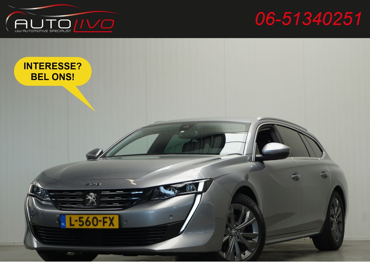 Peugeot 508 SW - 1.2 PureTech Blue Lease Allure AUTOMAAT! G. NAVI CLIMA LED CAMERA PDC CRUISE TREKHAAK etc. - AutoWereld.nl