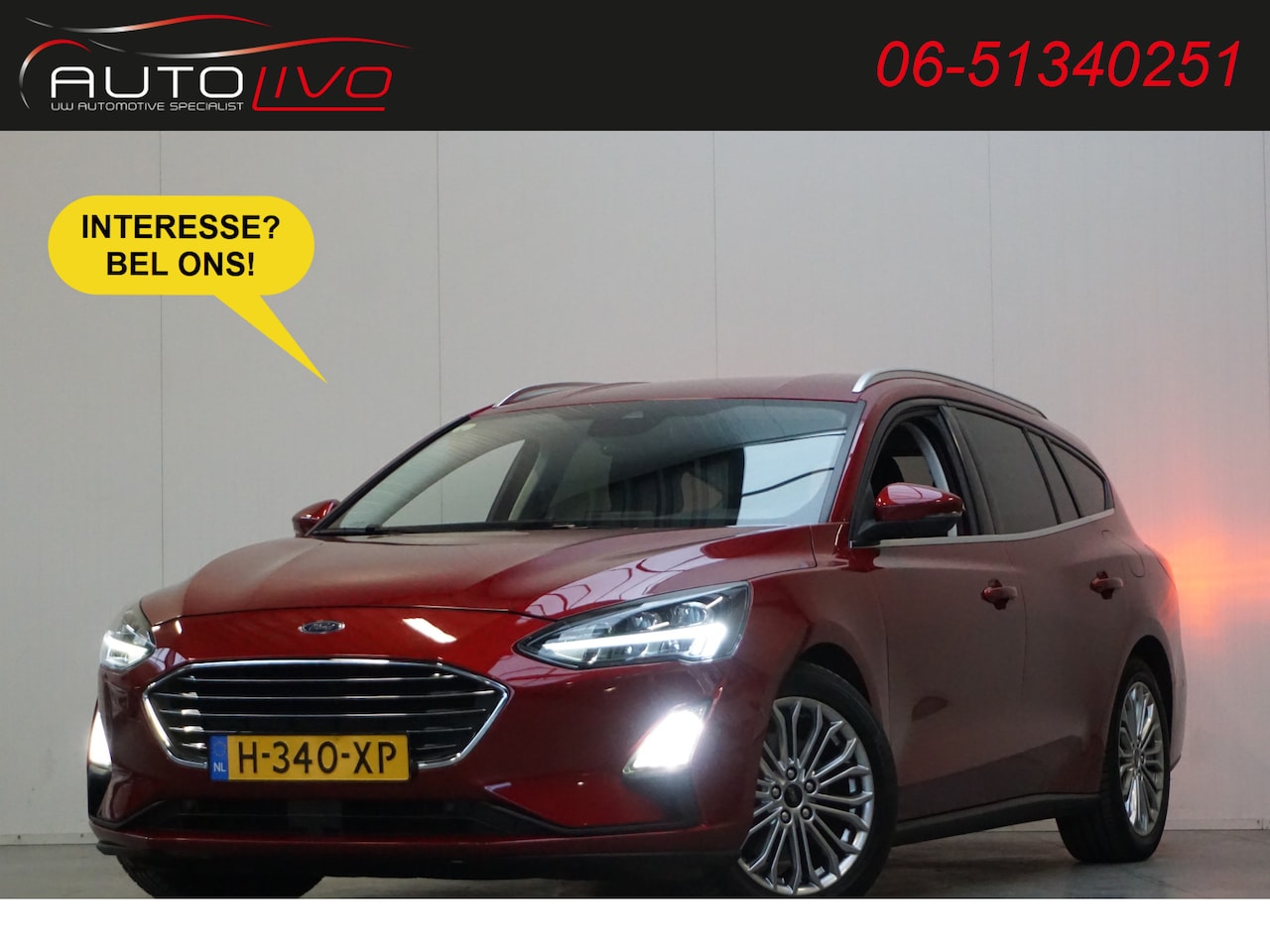 Ford Focus Wagon - 1.5 EcoBlue Titanium Business AUTOMAAT! LED CLIMA ST. VERW. NAV CLIMA PDC TREKHAAK etc. - AutoWereld.nl