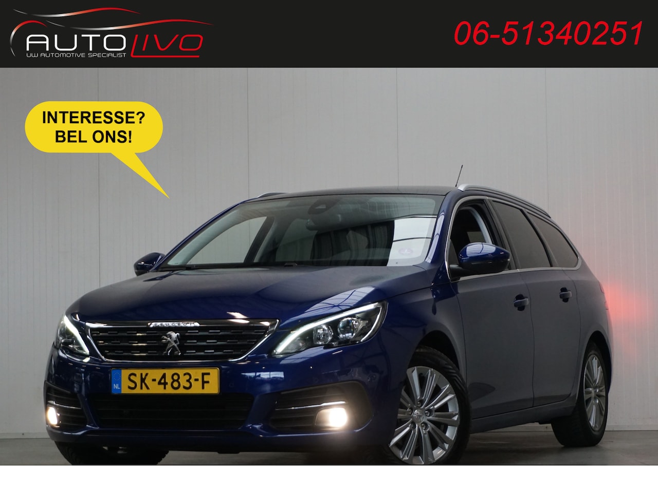 Peugeot 308 SW - 1.2 PureTech Blue Lease Premium AUTOMAAT! 130 PK! PANO CLIMA H. LEER CAMERA TREKHAAK etc. - AutoWereld.nl