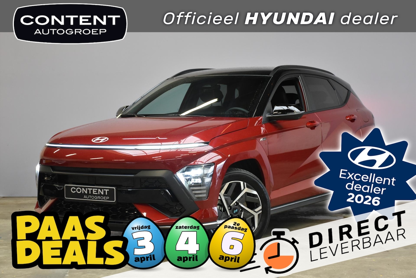 Hyundai Kona - 1.6 GDI HEV DCT N Line Sky I Two-tone I Voorraadvoordeel! - AutoWereld.nl