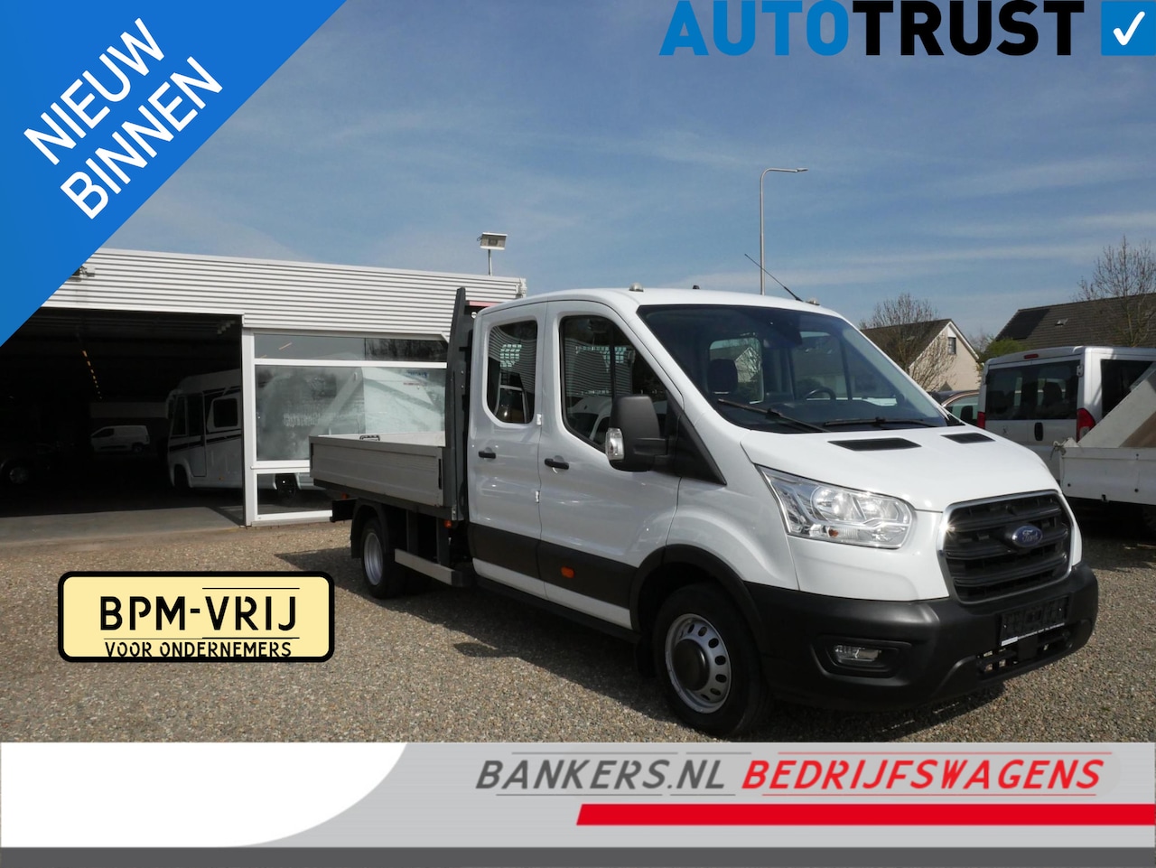 Ford Transit - 2.0 TDCI 170PK, L3, Pickup, Dubbel cabine, Airco, Dubbel lucht, Trekhaak 3.500 KG, Laadbak - AutoWereld.nl