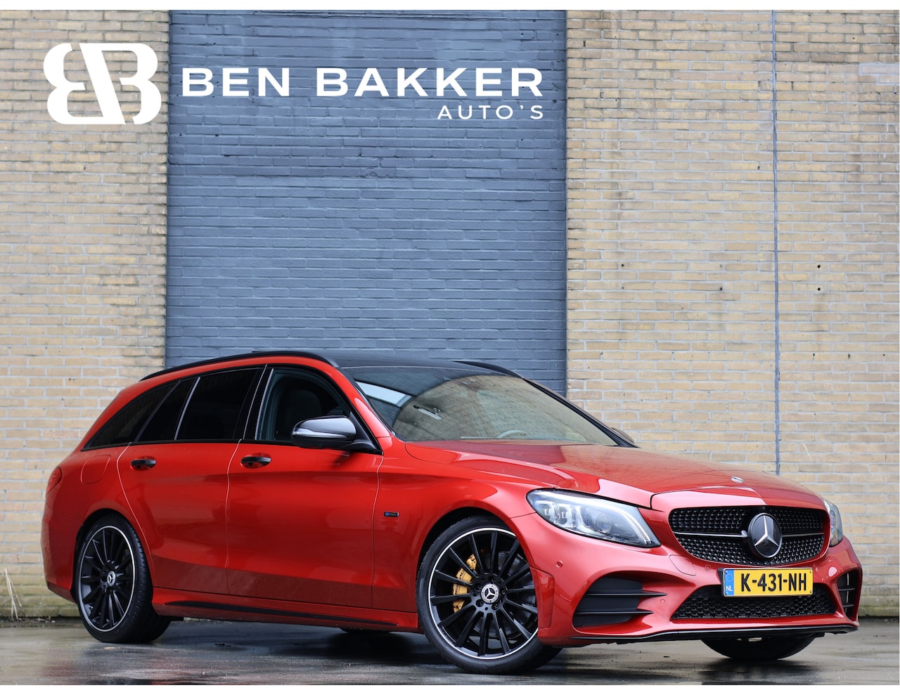 Mercedes-Benz C-klasse Estate - 300 de Premium Plus EQ AMG line Burmester | Night |  Airmatic | Pano | HUD | Hyacinth Red - AutoWereld.nl