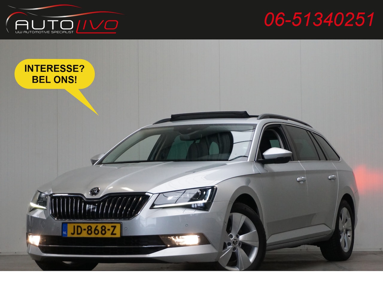Skoda Superb Combi - 1.6 TDI Ambition Business AUTOMAAT! PANO XENON CAMERA SMARTLINK TREKHAAK etc. - AutoWereld.nl