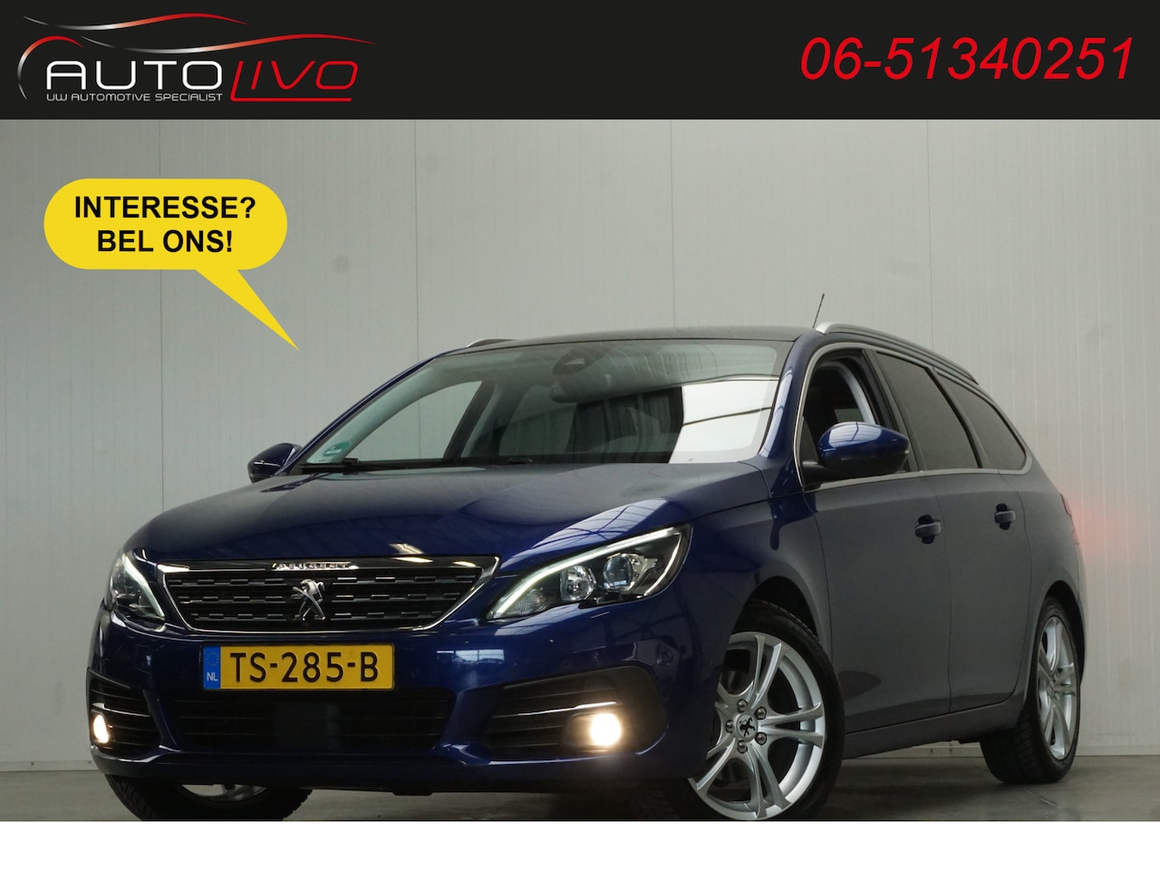 Peugeot 308 SW - 1.2 PureTech Blue Lease Premium 130 PK! AUTOMAAT! LEER CAMERA PANO CLIMA PDC CRUISE TREKHA - AutoWereld.nl