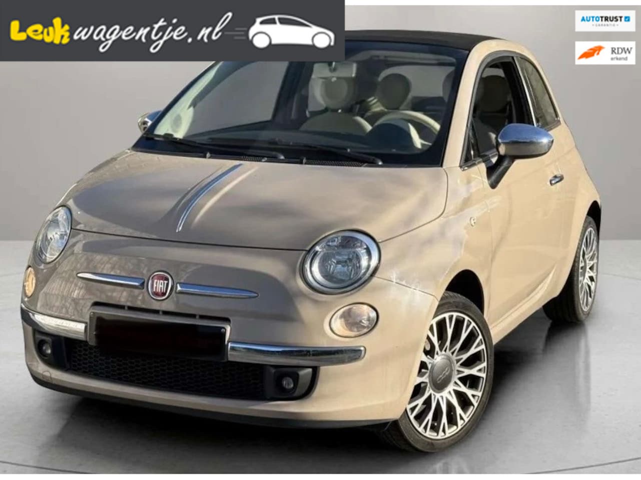 Fiat 500 C - 1.2 Lounge Cabrio *cappuccino *halfleder *16 inch - AutoWereld.nl