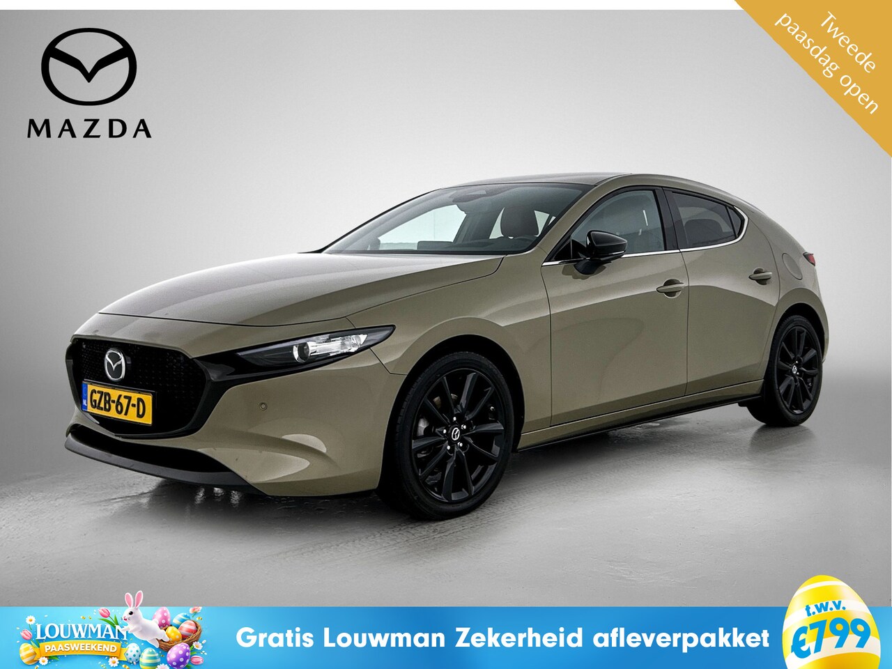 Mazda 3 - 2.5 e-SkyActiv-G M Hybrid 140 Nagisa automaat | BOSE | Leder / alcantara | Mazda-paasweeke - AutoWereld.nl