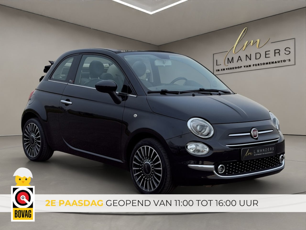 Fiat 500 C - 1.2 Lounge 2019 ZWART | Automaat | Cabriolet | Navigatie - AutoWereld.nl