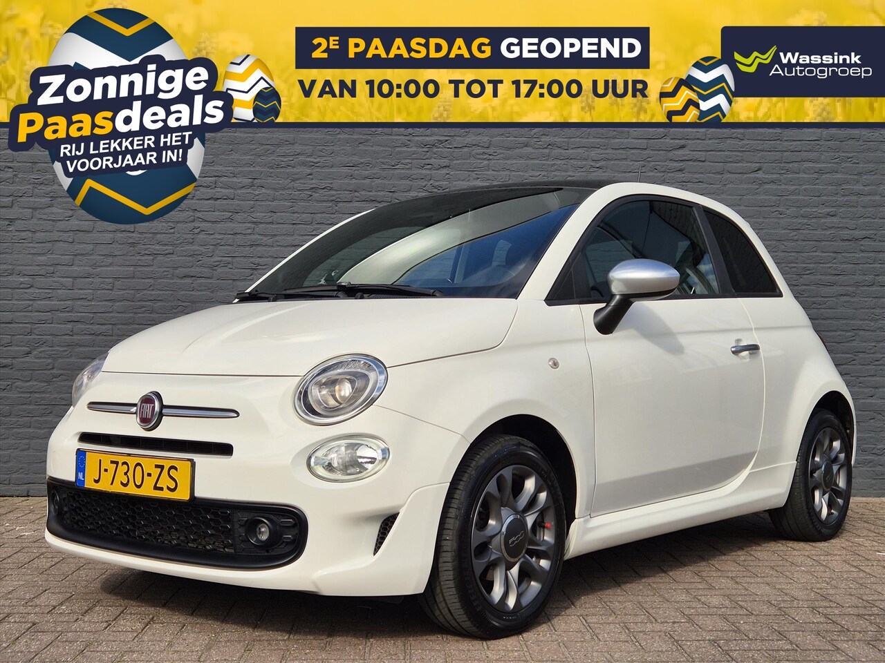 Fiat 500 - Hybrid Rockstar | Panoramisch dak | Airco | Cruise control | 15 inch LM velgen | zwarte he - AutoWereld.nl