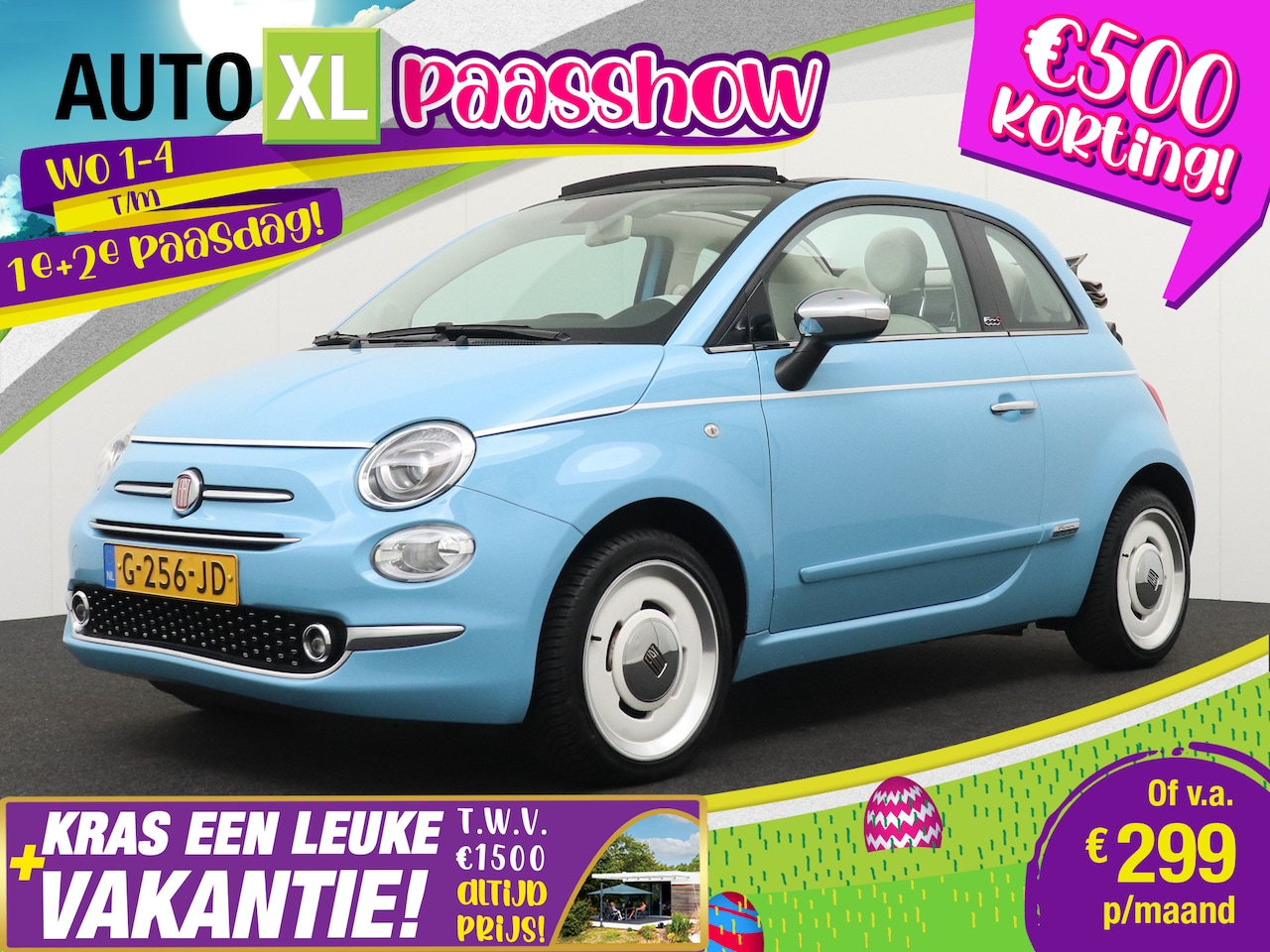 Fiat 500 C - Cabrio 85 PK Turbo Spiaggina 58 Digi.Dash Carplay Park.Sens - AutoWereld.nl