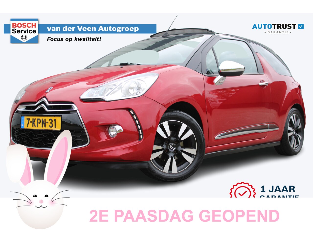 Citroën DS3 Cabrio - 1.2 VTi So Chic | Incl. 12 maanden garantie | Cruise control | Elektrisch dak | Trekhaak a - AutoWereld.nl