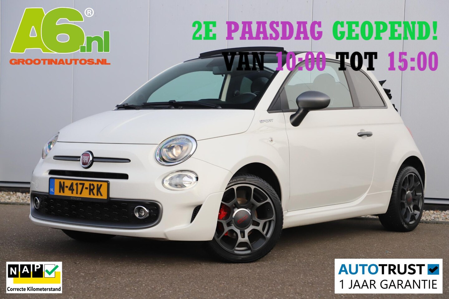 Fiat 500 C - 1.0 Hybrid Sport Cabrio 16 inch LMV Half Leder Navigatie Carplay Android Climate Cruisecon - AutoWereld.nl