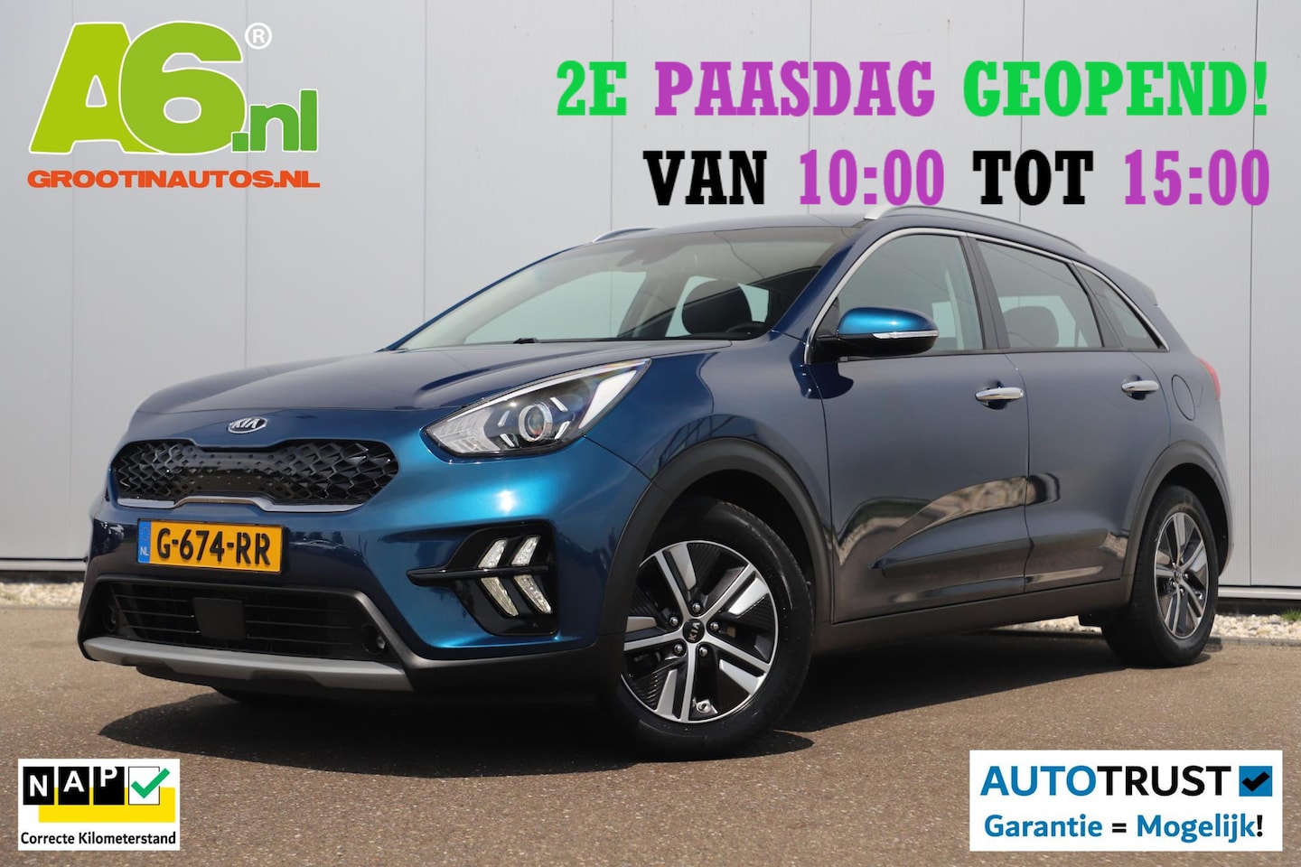 Kia Niro - 1.6 GDi Hybrid DynamicLine Automaat Half Leder Navigatie Camera Adaptive Cruise Lane Assis - AutoWereld.nl