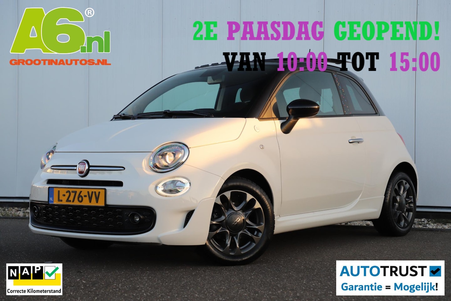 Fiat 500 - 1.0 Hybrid Hey Google Schuifdak 15 inch LMV Half Leder Carplay Navigatie Airco Cruise Cont - AutoWereld.nl