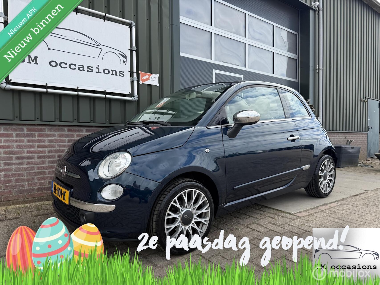 Fiat 500 - 1.2 Lounge Cabrio|Airco|Bleu&me|Leder|PDC|APK nieuw| - AutoWereld.nl