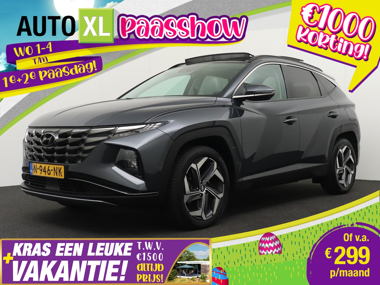 Hyundai Tucson - 1.6 180 PK Aut. HEV Premium Sky Pano-dak Trekhaak Ad.Cruise - AutoWereld.nl