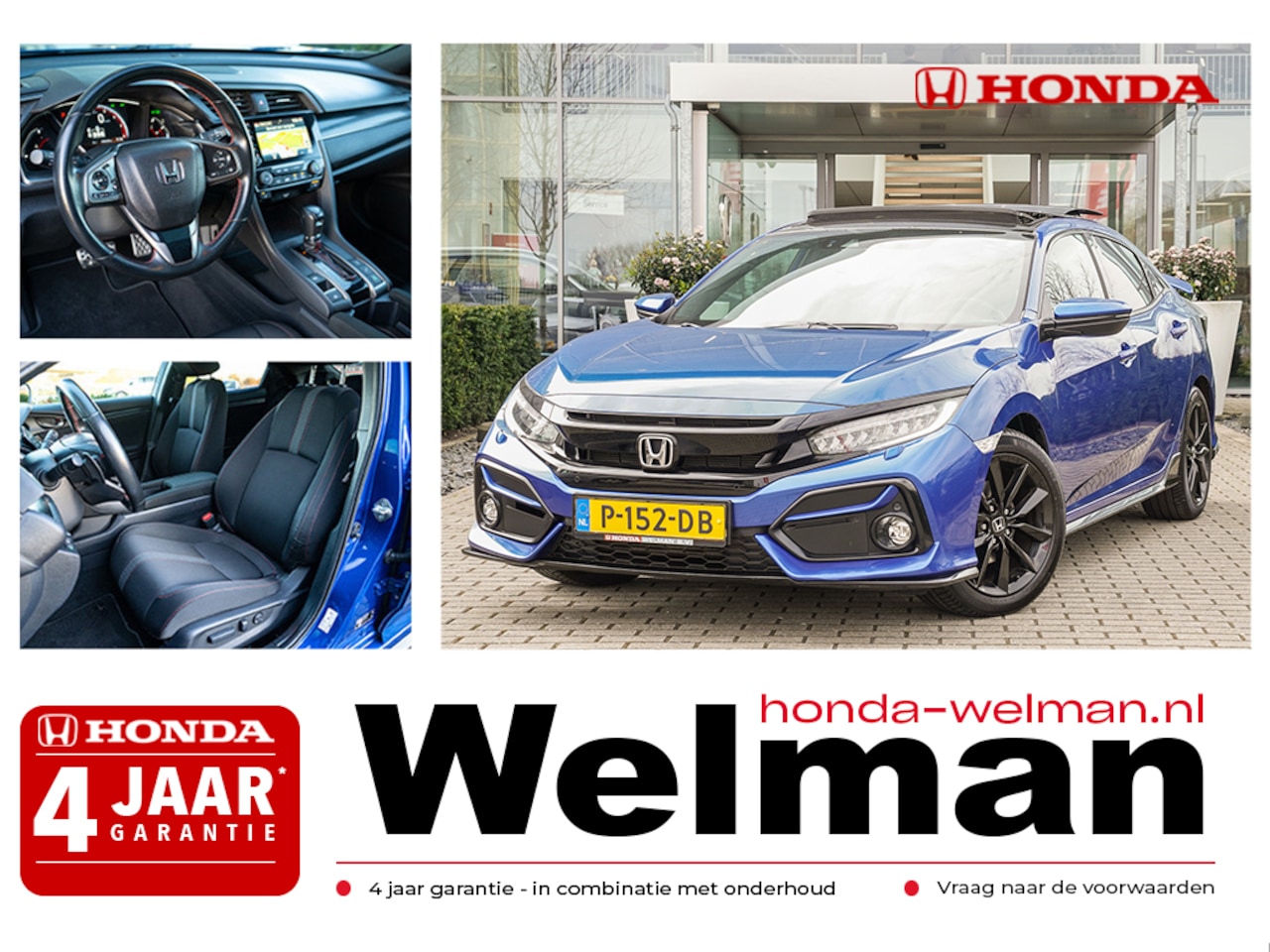 Honda Civic - 1.0i VTEC EXECUTIVE SPORTPACK - AUTOMAAT - PANORAMADAK - TREKHAAK - SPOILER - AutoWereld.nl