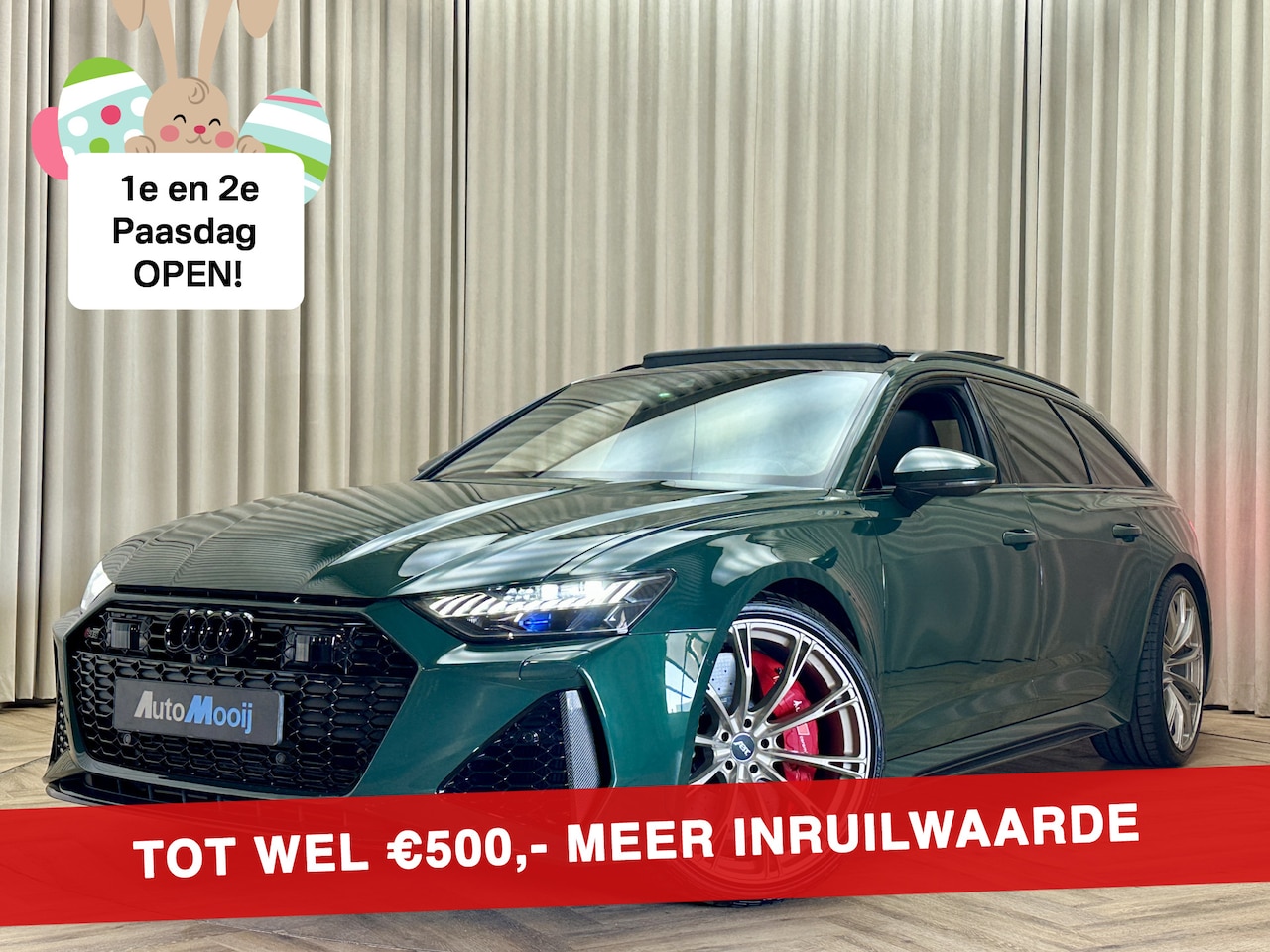 Audi RS6 - C8 *ABT 700PK* Goodwood Green / Keramisch / Carbon Pakket / B&O / 22" ABT / HUD / Pano / S - AutoWereld.nl