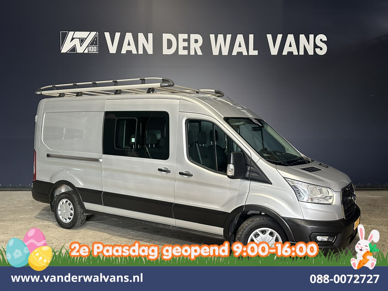 Ford Transit - 2.0 TDCI 131pk L3H2 Dubbele Cabine Euro6 Airco | 7-Zits | Imperiaal | 2500kg Trekhaak | Cr - AutoWereld.nl