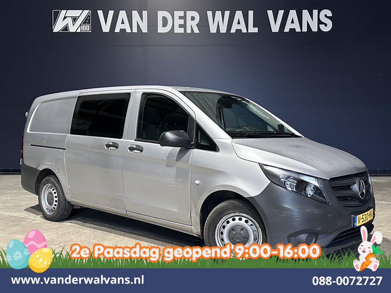 Mercedes-Benz Vito - 111CDI L2H1 Dubbele Cabine Euro6 Airco | 6-Zits | Camera | Trekhaak | Bijrijdersbank, Blue - AutoWereld.nl