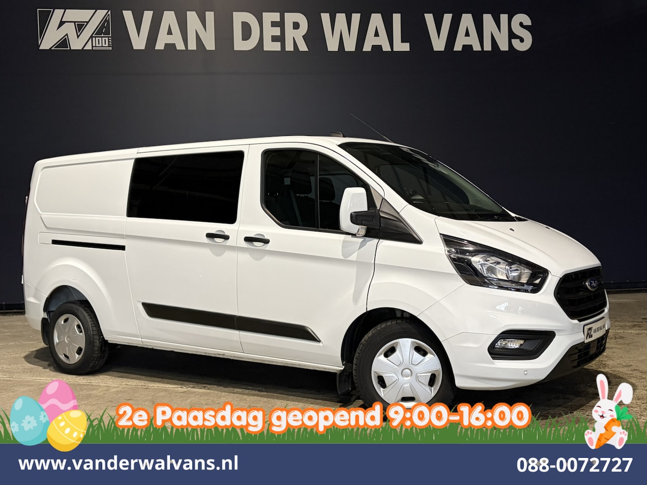 Ford Transit Custom - 2.0 TDCI 130pk L2H1 Dubbele Cabine Euro6 Airco | 6-Zits | LED | Cruisecontrol | Trekhaak P - AutoWereld.nl