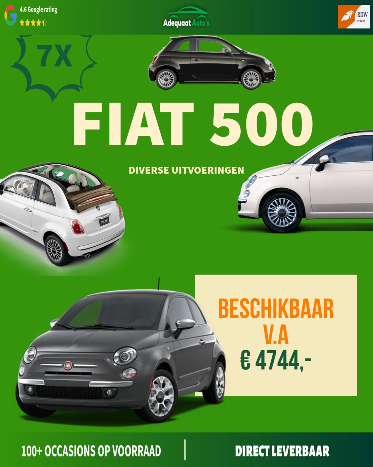 Fiat 500 - Meerdere Fiat 500 op voorraad - AutoWereld.nl