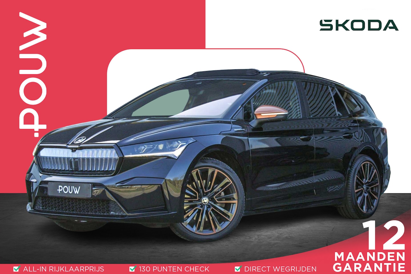 Skoda Enyaq iV - 80 204pk Founders Edition Black NR 0831/1895 | SoH 90% | Panoramadak | Trekhaak | Stoelver - AutoWereld.nl