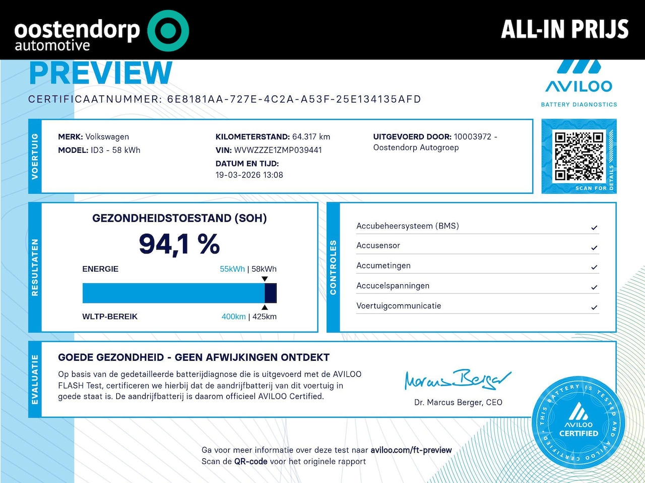 Volkswagen ID.3 - Life 58 kWh Automaat | GEEN AFLEVERKOSTEN | SOH 94,1% | Parkeersensoren voor en achter | A - AutoWereld.nl