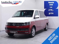 Volkswagen Transporter - 2.0 TDI L2H1 Dubbel Cabine 5-Zits, Two-tone Rood / Wit, 2x Schuifdeur, Navi, Leder, PDC V+