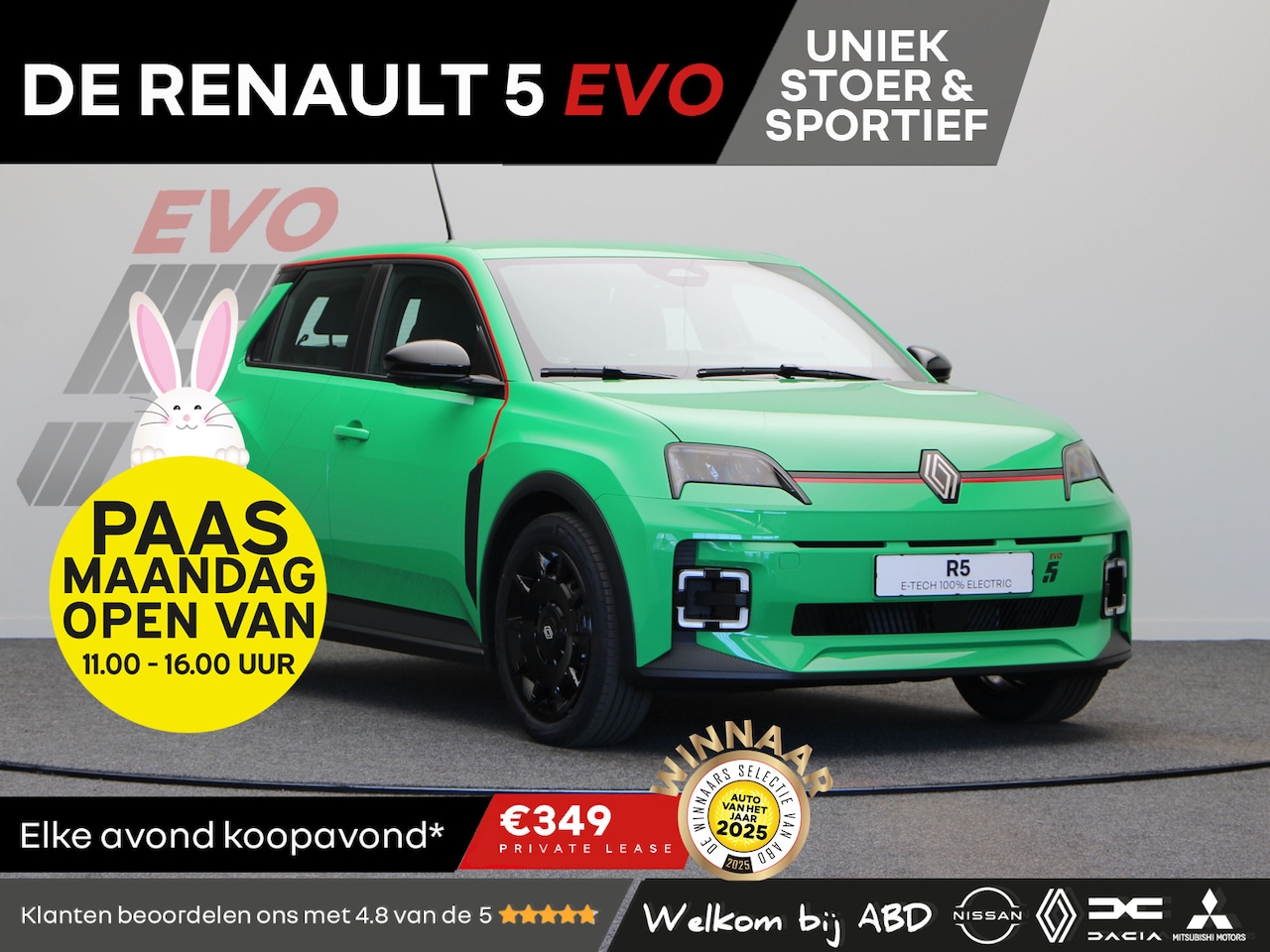 Renault 5 - EVO Urban Range 120pk 40 kWh | Exclusief bij ABD | Vol opties | Sportief design | Carbon | - AutoWereld.nl