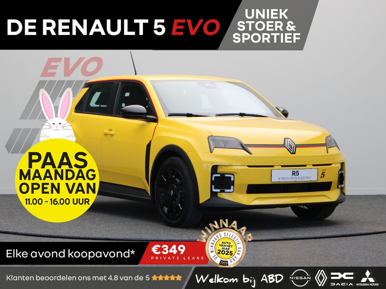 Renault 5 - EVO Urban Range 120pk 40 kWh | Exclusief bij ABD | Vol opties | Sportief design | Carbon | - AutoWereld.nl