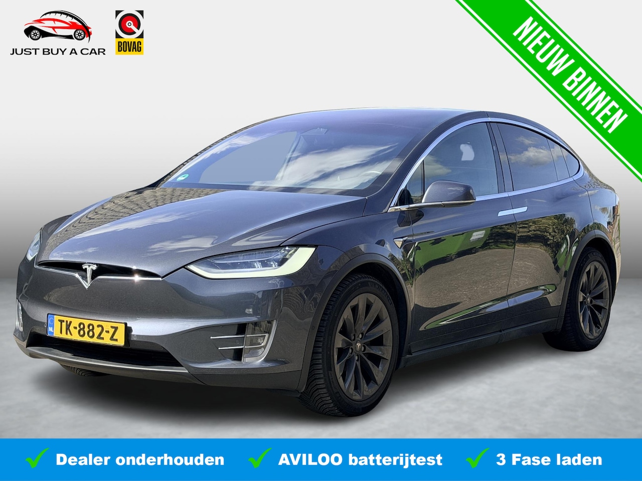 Tesla Model X - 100D 6p. Trekhaak / Autopilot ( € 5.300 ) / 4x Stoelverwarming / 3 Fase / 1e Eigenaar / Or - AutoWereld.nl