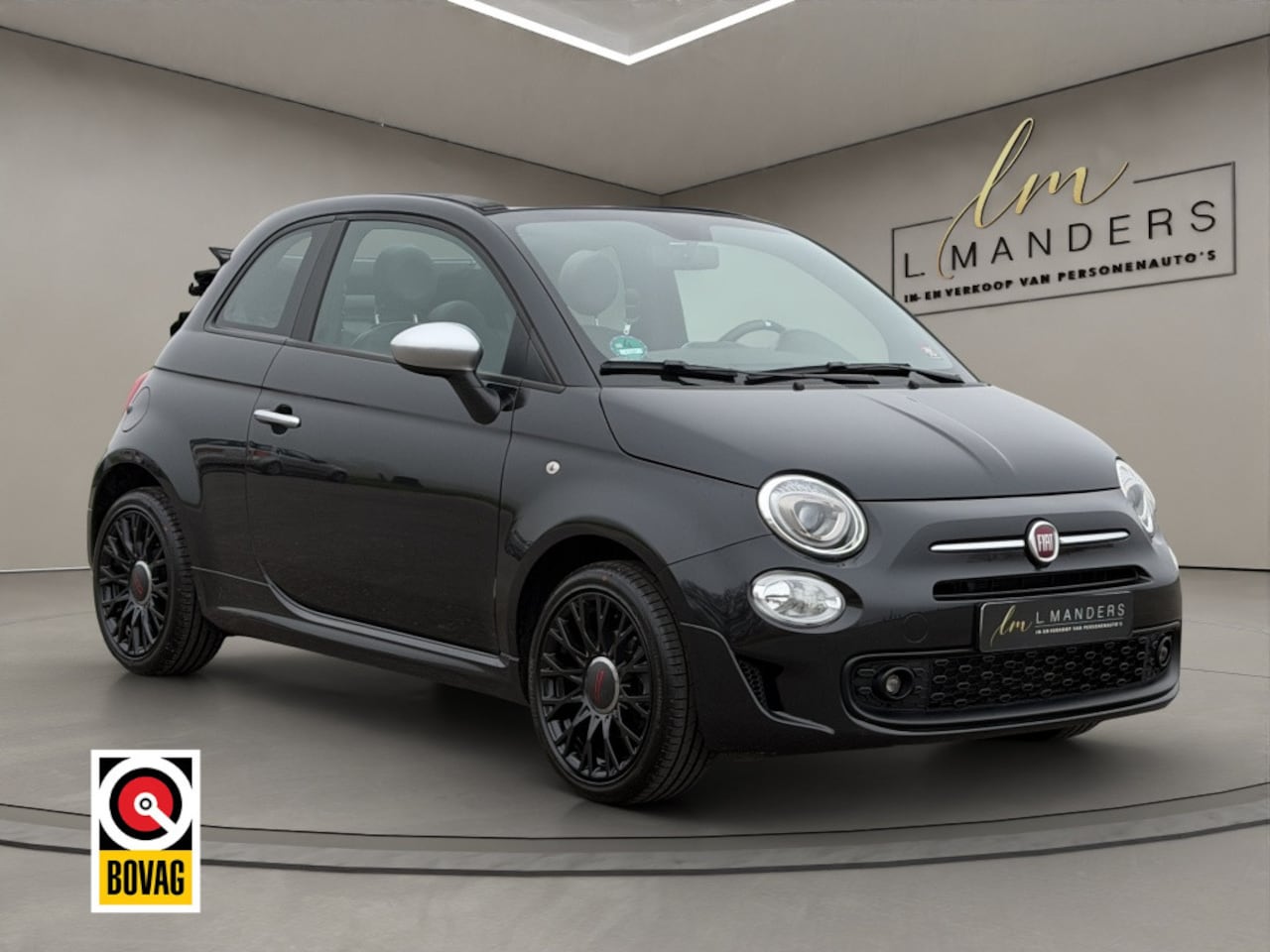 Fiat 500 C - 1.0 Hybrid Rockstar 2021 ZWART | Cabriolet | Leder | Sport - AutoWereld.nl