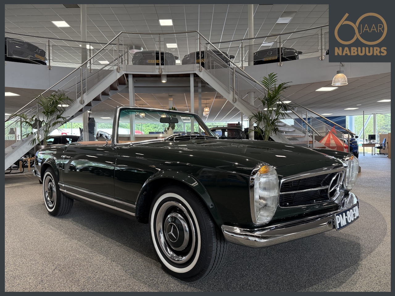 Mercedes-Benz SL-klasse Cabrio - SL230, 1964, Donker groen, Cognac interieur - AutoWereld.nl