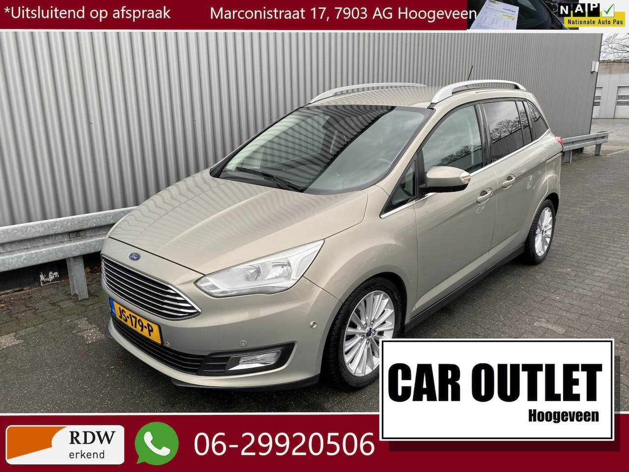Ford Grand C-Max - 1.0 Titanium Clima, Navi, CC, PDC v/a, Keless, LM, nw. APK – Inruil Mogelijk – - AutoWereld.nl