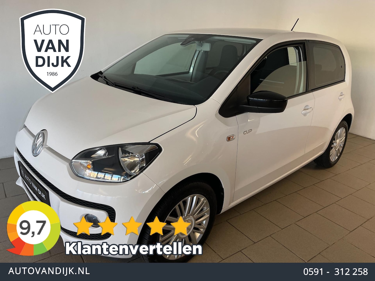 Volkswagen Up! - 1.0 Cup Up! 1.0 AIRCO STOELVERW ELEK RAMEN LEDEREN STUUR CENT VERG VELGEN 5DRS ZEER NETTE - AutoWereld.nl